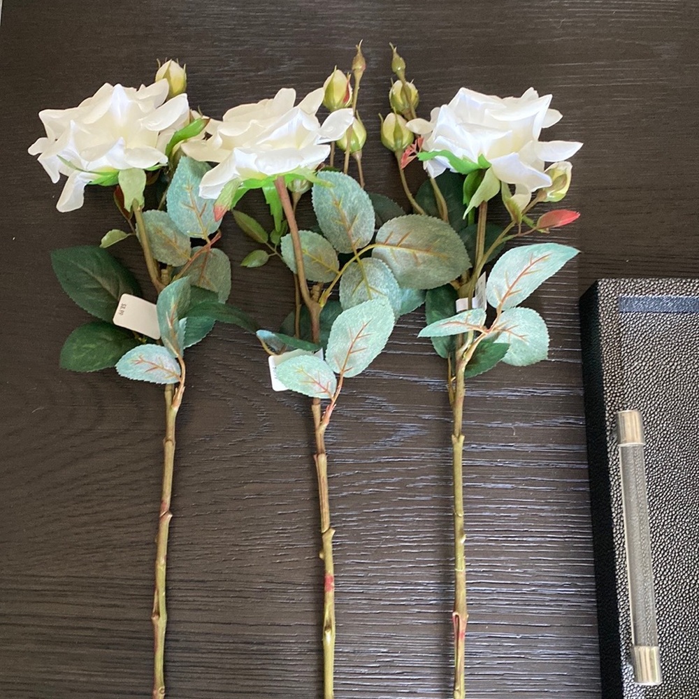 COPY - New set of 3 Pier 1 white  roses. No offers